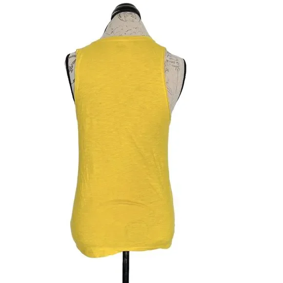 Madewell Womens Blouse Top Size Small Sleeveless V Neckline Yellow Pocket Knit - Picture 2 of 9
